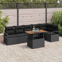 Sonata H Комплект за хранене в градината 7 pcs Черен и кафяв - Градински Дивани и Пейки