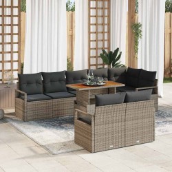Sonata H Градински Софа Комплект 9 pcs Сив и кафяв 100 x 55 x 73 см - Градински Дивани и Пейки