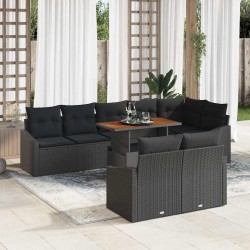 Sonata H Градински Софа Комплект 9 pcs Черен и кафяв 100 x 55 x 73 см - Градински Дивани и Пейки