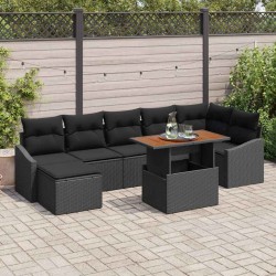 Sonata H Комплект за хранене в градината 8 pcs Черен и кафяв - Градински Дивани и Пейки
