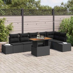 Sonata H Комплект за хранене в градината 7 pcs Черен и кафяв - Градински Дивани и Пейки
