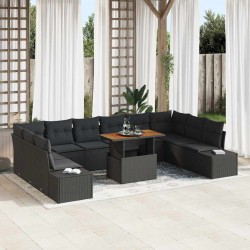 Sonata H Градински Софа Комплект 11 pcs Черен и кафяв 100 x 55 x 73 см - Градински Дивани и Пейки