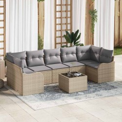 Sonata H Градински Софа Комплект 8 pcs Бежово и сиво 55 x 55 x 37 см - Градински Дивани и Пейки