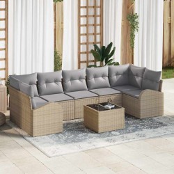 Sonata H Градински Софа Комплект 8 pcs Бежово и сиво 55 x 55 x 37 см - Градински Дивани и Пейки