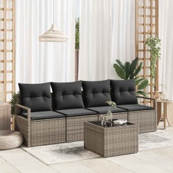 Sonata H Градински Софа Комплект с възглавница 5 pcs Сив 55 x 55 x 37 см - Градински Дивани и Пейки