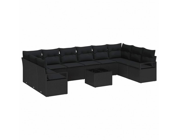 Sonata H Градински Софа Комплект с възглавница 11 pcs Черно