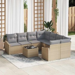 Sonata H Градински Софа Комплект 9 pcs Бежово и сиво 55 x 55 x 37 см - Градински Дивани и Пейки