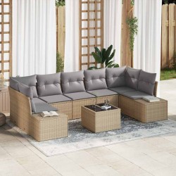 Sonata H Градински Софа Комплект 8 pcs Бежово и сиво 55 x 55 x 37 см - Градина