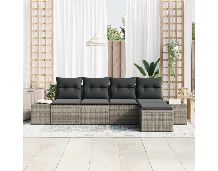 Sonata H Градински Софа Комплект с възглавница със съхранение 5 pcs Сив