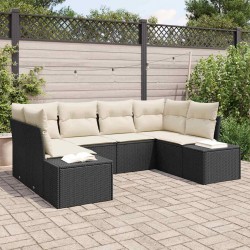 Sonata H Градински Софа Комплект 6 pcs Черно и кремаво 234 x 154 x 85 см - Градински Дивани и Пейки