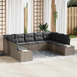 Sonata H Градински Софа Комплект 9 pcs Сив 289 x 209 x 85 см Полиратан - Градински Дивани и Пейки