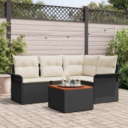 Sonata H Градински Софа Комплект 5 pcs Черен и кремав 55 x 55 x 37 см - Градински Дивани и Пейки