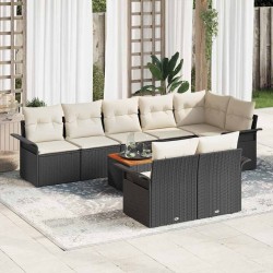 Sonata H Градински Софа Комплект 9 pcs Черен и кремав 55 x 55 x 37 см - Градински Дивани и Пейки