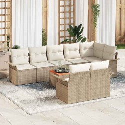 Sonata H Градински Софа Комплект 9 pcs Бежов и кремав 55 x 55 x 37 см - Градински Дивани и Пейки