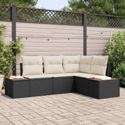 Sonata H Градински Софа Комплект 4 pcs Черно и кремаво 209 x 154 x 85 см - Градински Дивани и Пейки