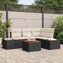 Sonata H Градински Софа Комплект 5 pcs Черно и кремаво 209 x 154 x 85 см - Градински Дивани и Пейки