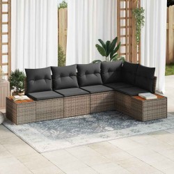 Sonata H Градински Софа Комплект 5 pcs Сив 264 x 154 x 85 см Полиратан - Градински Дивани и Пейки