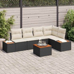 Sonata H Градински Софа Комплект 6 pcs Черно и кремаво 264 x 154 x 85 см - Градински Дивани и Пейки