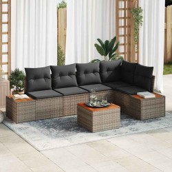 Sonata H Градински Софа Комплект 6 pcs Сив 264 x 154 x 85 см Полиратан - Градински Дивани и Пейки
