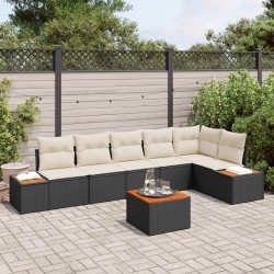 Sonata H Градински Софа Комплект 7 pcs Черно и кремаво 319 x 154 x 85 см - Градински Дивани и Пейки