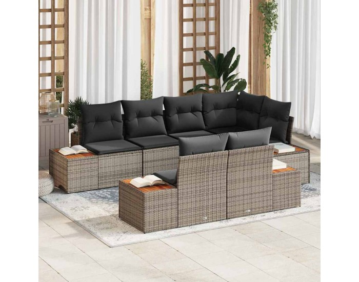 Sonata H Градински Софа Комплект 7 pcs Сив 264 x 154 x 85 см Полиратан