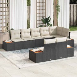 Sonata H Градински Софа Комплект 8 pcs Черно и кремаво 319 x 154 x 85 см - Градински Дивани и Пейки
