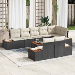 Sonata H Градински Софа Комплект 9 pcs Черно и кремаво 319 x 154 x 85 см - Градински Дивани и Пейки