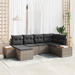 Sonata H Градински Софа Комплект 6 pcs Сив 264 x 154 x 85 см Полиратан - Градински Дивани и Пейки