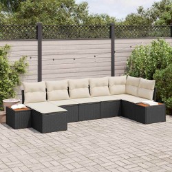 Sonata H Градински Софа Комплект 7 pcs Черно и кремаво 319 x 154 x 85 см - Градински Дивани и Пейки