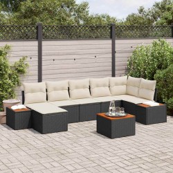 Sonata H Градински Софа Комплект 8 pcs Черно и кремаво 319 x 154 x 85 см - Градински Дивани и Пейки