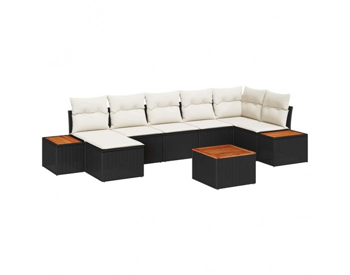 Sonata H Градински Софа Комплект 8 pcs Черно и кремаво 319 x 154 x 85 см