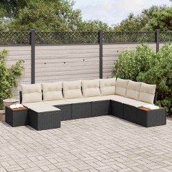 Sonata H Градински Софа Комплект 8 pcs Черно и кремаво 319 x 209 x 85 см - Градински Дивани и Пейки