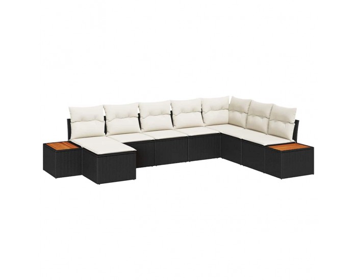 Sonata H Градински Софа Комплект 8 pcs Черно и кремаво 319 x 209 x 85 см