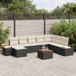Sonata H Градински Софа Комплект 9 pcs Черно и кремаво 319 x 209 x 85 см - Градински Дивани и Пейки