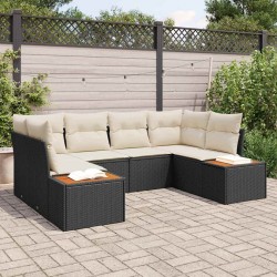Sonata H Градински Софа Комплект 6 pcs Черно и кремаво 234 x 154 x 85 см - Градински Дивани и Пейки