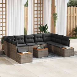 Sonata H Градински Софа Комплект 6 pcs Сив 289 x 209 x 85 см Полиратан - Градински Дивани и Пейки