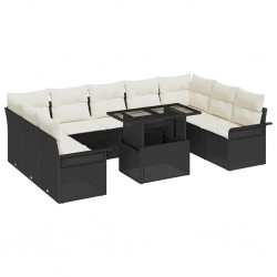 Sonata H Градински Софа Комплект 10 pcs Черно 100 x 55 x 73 см Полиратан - Градински Дивани и Пейки