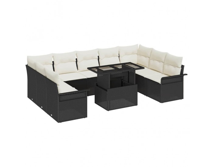 Sonata H Градински Софа Комплект 10 pcs Черно 100 x 55 x 73 см Полиратан