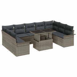 Sonata H Градински Софа Комплект 10 pcs Сив 100 x 55 x 73 см Полиратан - Градински Дивани и Пейки