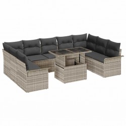 Sonata H Градински Софа Комплект 10 pcs Светлосиво 100 x 55 x 73 см - Градински Дивани и Пейки