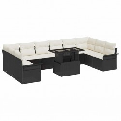 Sonata H Градински Софа Комплект 11 pcs Черно 100 x 55 x 73 см Полиратан - Градина