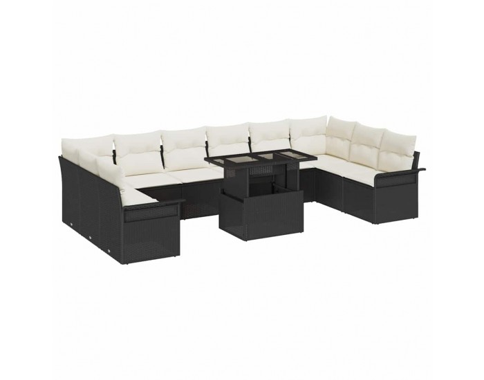 Sonata H Градински Софа Комплект 11 pcs Черно 100 x 55 x 73 см Полиратан