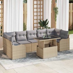Sonata H Градински Софа Комплект 8 pcs Бежово 100 x 55 x 73 см Полиратан - Градински Дивани и Пейки