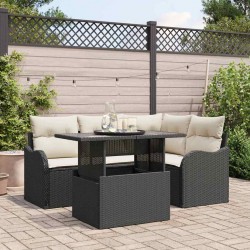 Sonata H Градински Софа Комплект 5 pcs Черно 100 x 55 x 73 см Полиратан - Градински Дивани и Пейки