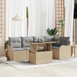 Sonata H Градински Софа Комплект 6 pcs Бежово 100 x 55 x 73 см Полиратан - Градински Дивани и Пейки
