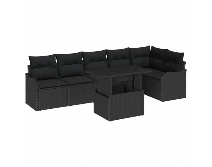 Sonata H Градински Софа Комплект 7 pcs Черно 100 x 55 x 73 см Полиратан