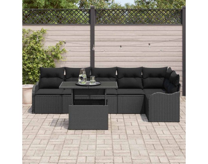 Sonata H Градински Софа Комплект 7 pcs Черно 100 x 55 x 73 см Полиратан