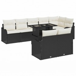 Sonata H Градински Софа Комплект 9 pcs Черно 100 x 55 x 73 см Полиратан - Градински Дивани и Пейки