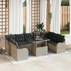 Sonata H Градински Софа Комплект 10 pcs Светлосиво 100 x 55 x 73 см - Градински Дивани и Пейки