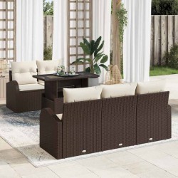 Sonata H Градински Софа Комплект 6 pcs Кафяво 100 x 55 x 73 см Полиратан - Градински Дивани и Пейки